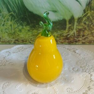 Vintage Yellow Glass Pear